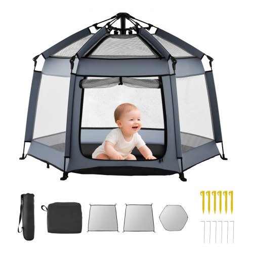 VEVOR Baby Laufgitter Laufstall Absperrgitter Krabbelgitter Spielstall 150x106cm