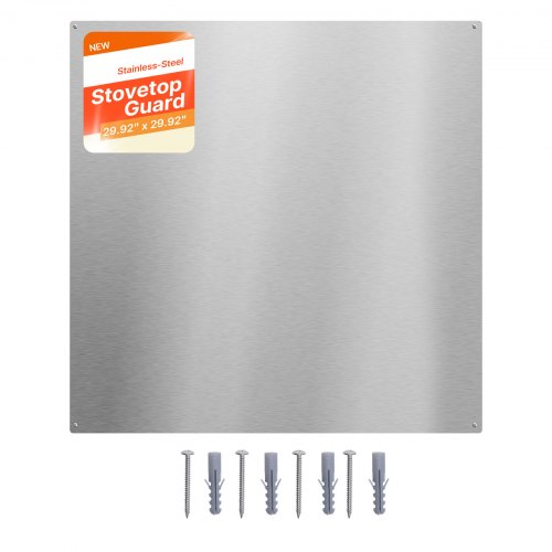 VEVOR Küchenrückwand 76 x 76 cm aus Edelstahl, Wandschutz für Herd und Dunstabzugshaube mit Vorgebohrten Löchern, Robuste Rückwand Spritzschutz für Küche, Kochen und Praktische Aufbewahrung, Silber
