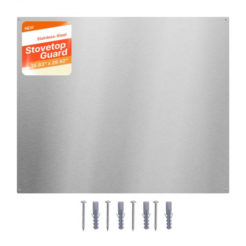 VEVOR Küchenrückwand 91 x 76 cm aus Edelstahl, Wandschutz für Herd und Dunstabzugshaube mit Vorgebohrten Löchern, Robuste Rückwand Spritzschutz für Küche, Kochen und Praktische Aufbewahrung, Silber