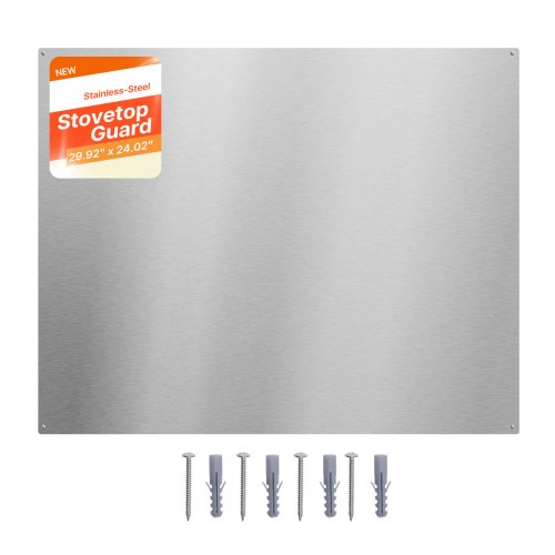 VEVOR Küchenrückwand 76 x 61 cm aus Edelstahl, Wandschutz für Herd und Dunstabzugshaube mit Vorgebohrten Löchern, Robuste Rückwand Spritzschutz für Küche, Kochen und Praktische Aufbewahrung, Silber