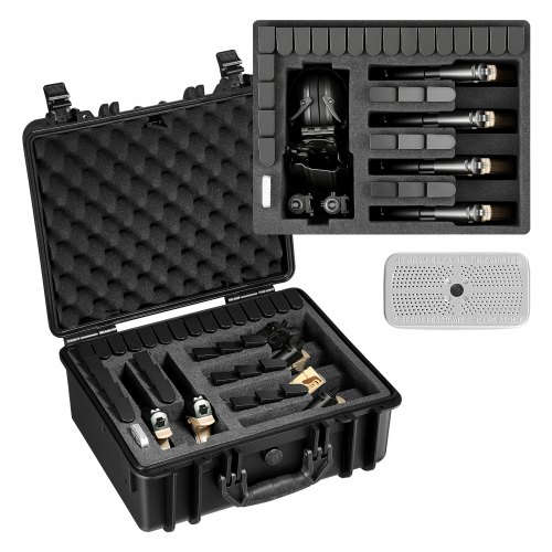 VEVOR Hartschalenkoffer für 6 Pistolen, Pistolenkoffer mit XPE-Schaumstoffeinlage 475x415x215 mm, Wasserdichter Kurzwaffenkoffer mit Anpassbarem Innenraum & Tragegriff, für Pistole Objektive Kamera