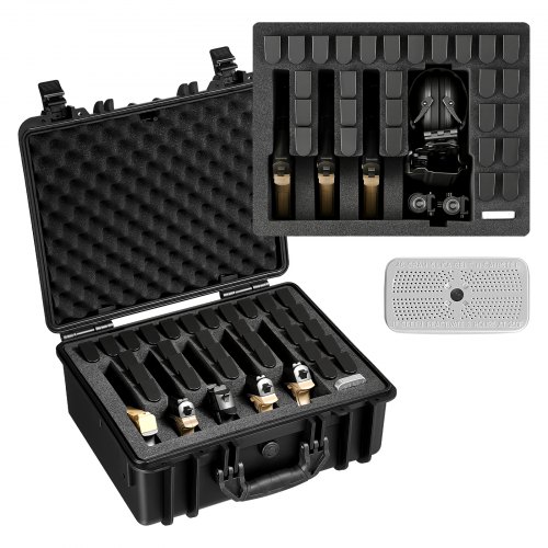 

VEVOR Hartschalenkoffer für 5 Pistolen, Pistolenkoffer mit XPE-Schaumstoffeinlage 475x415x215 mm, Wasserdichter Kurzwaffenkoffer mit Anpassbarem Innenraum & Tragegriff, für Pistole Objektive Kamera