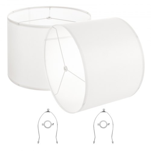 

VEVOR Lampenschirm Trommel 40 x 40 x 30 cm (oben x unter x hoch), 2 Stk. große Ersatzschirme aus Leinen + PVC, Lampenschirm mit Harfe für Tischlampen Stehlampen Pendelleuchten (Cremeweißes Leinen)