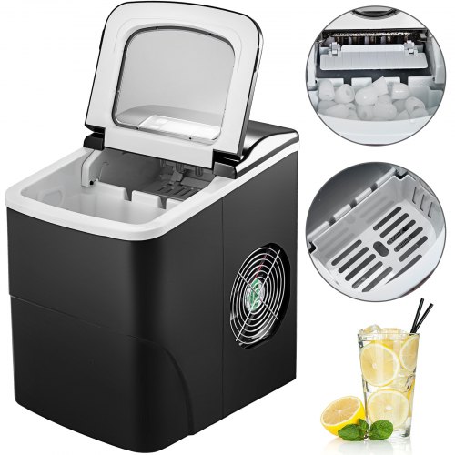 VEVOR 12kg Eiswürfelmaschine mit LCD Anzeige Eiswürfelbereiter Schwarz Kommerzielle Eismaschine Ice Maker