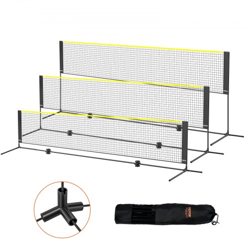 

VEVOR Badmintonnetz, höhenverstellbares Volleyballnetz, 420 x 155 x 103 cm Faltbares Pickleballnetz, Tragbares Tennisnetz-Set mit Stangen, Ständer und Tragetasche, im Garten, Drinnen & Draußen