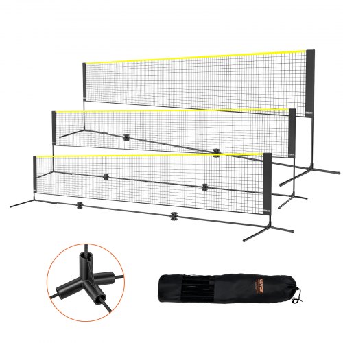 

VEVOR Badmintonnetz, Höhenverstellbares Volleyballnetz, 510 x 155 x 103 cm Faltbares Pickleballnetz, Tragbares, Einfach Aufzubauendes Tennisnetz-Set mit Stangen, Ständer & Tragetasche
