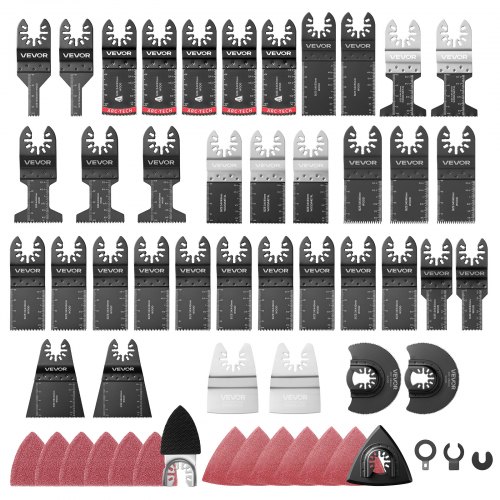 VEVOR 160 Stk.Oszillierwerkzeug Zubehör Set, Multitool Zubehör Inkl. 36 Oszillierender Sägeblätter 2 Schleifpads 2 Schaber 120 Schleifpapiere, Mehrfachwerkzeug Zubehör für Holz Kunststoff & Metall