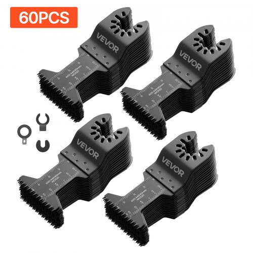 VEVOR 60 Stk. Multitool Sägeblätter, Oszillierende Sägeblätter mit Japanischen Zähnen, Oszillierwerkzeug Zubehör für Holz Kunststoff & PVC, Multitool Zubehör für Bosch Fein Dewalt Milwaukee Craftsman