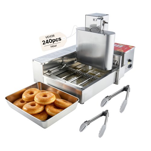 VEVOR Gewerbliche Automatische Donutmaschine, 4-reihige Donutmaschine, 240 Stück/h, Elektrischer Hochleistungs-Donutbereiter, Fritteuse aus Edelstahl mit Intelligenter Steuerung, Donut Maker