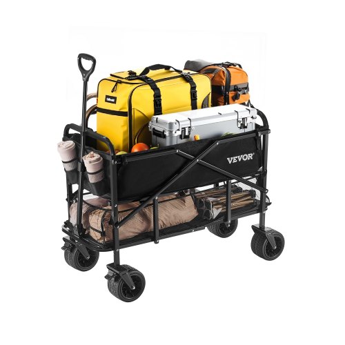 VEVOR Bollerwagen faltbar 112x56x80 cm, Transportwagen, Handwagen, Gartenwagen mit Geländerädern, Strandwagen trägt bis zu 204 kg, Outdoor-Allzweckwagen für Camping, Sport, Einkaufen