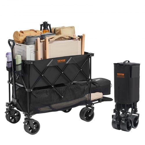 

VEVOR Bollerwagen 1320 x 565 x 1065 mm Kinderwagen aus 600D Oxford-Stoff mit PVC-Beschichtung Strandwagen wasserdicht, UV-beständig max. 204 kg Tragfähigkeit Transportkarre Gerätewagen Handwagen