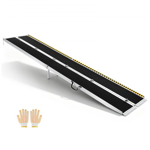 

VEVOR Rollstuhlrampe Faltbar 3640x735mm, 362,9kg Belastbare Schwellenrampe mit Rutschfester Oberfläche & 158-278mm Verstellbaren Stützfüßen, Tragbare Auffahrrampe für Rollstuhl Türschwelle Bordsteine