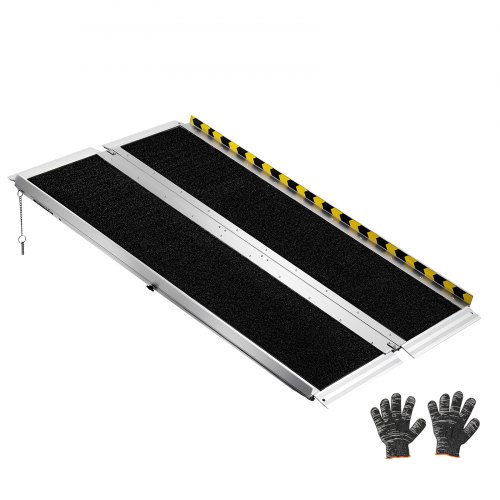 VEVOR Rollstuhlrampe Faltbar 1219,2x736,6mm, 362,9kg Belastbare Schwellenrampe mit Rutschfester Oberfläche, Tragbare Auffahrschiene aus Alu, Auffahrrampe für Rollstuhl Türschwelle Bordsteine Treppen