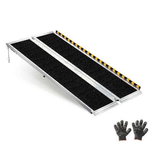 VEVOR Rollstuhlrampe Faltbar 1520x745mm, 362,9kg Belastbare Schwellenrampe mit Rutschfester Oberfläche, Tragbare Alu-Auffahrschiene, Auffahrrampe für Rollstuhl Scooter Türschwelle Bordsteine Treppen