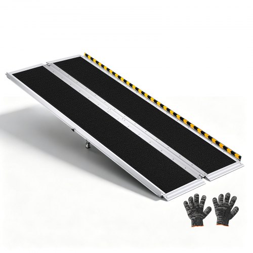 VEVOR Rollstuhlrampe Faltbar 1830x745mm, 362,9kg Belastbare Schwellenrampe mit Rutschfester Oberfläche & 110-210mm Verstellbaren Stützfüßen, Tragbare Auffahrrampe für Rollstuhl Türschwelle Bordsteine