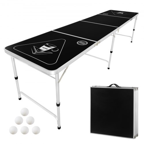 

VEVOR tragbarer Beer Pong Tisch klappbar (240 x 60 x 52/70 cm), Beerpong Tisch mit Tragegriffen & 6 Pong-Bällen, höhenverstellbarer Heckklappentisch für Büro Heckklappenparty Reisen und Camping