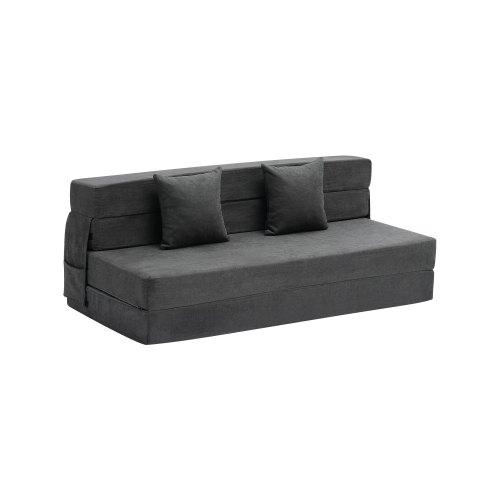 VEVOR Schlafsofa Klappsofa 3 in 1 Faltbare Couch mit 2 Kissen Dunkelgrau Queen