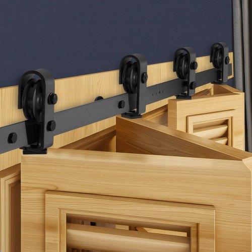 VEVOR Schienensystem für faltbare Schiebetür, 132 cm Laufschiene, Schiebetürbeschlag 150 kg Tragfähigkeit, geeignet für vier 30,5 cm große Schrank- & Wäschetüren (nicht im Lieferumfang enthalten)