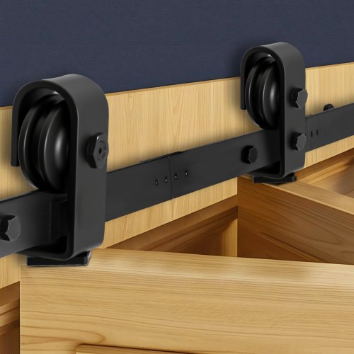 

VEVOR Schiebetürsystem für faltbare Schiebetür, Schiebetürbeschlag 91,4 cm Laufschiene, geeignet für zwei 40,6 cm große Schrank-, Speisekammer- & Wäschetüren (nicht im Lieferumfang enthalten)