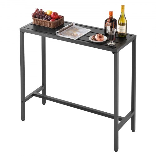 VEVOR Bartisch, 1000 x 375 x 980 mm, Bistrotisch, Stehtisch mit Metallgestell, rechteckige Esstische, Küchentisch, Tresentisch, Partytisch, Gartenmöbel für Balkon, Garten, Poolrand