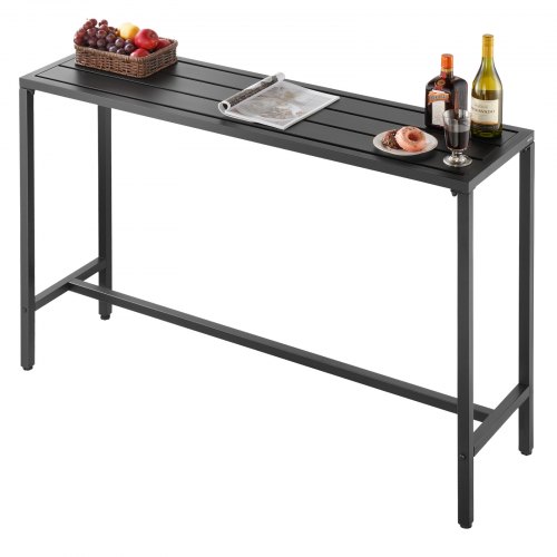 VEVOR Bartisch, 1400 x 375 x 980 mm, Bistrotisch, Stehtisch mit Metallgestell, rechteckige Esstische, Küchentisch, Tresentisch, Partytisch, Gartenmöbel für Balkon, Garten, Poolrand