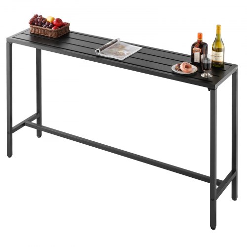 VEVOR Bartisch, 1600 x 375 x 980 mm, Bistrotisch, Stehtisch mit Metallgestell, rechteckige Esstische, Küchentisch, Tresentisch, Partytisch, Gartenmöbel für Balkon, Garten, Poolrand