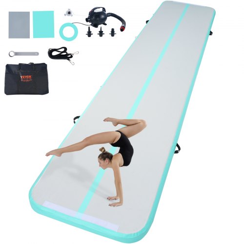 

VEVOR Gymnastik-Luftmatte Aufblasbare Gymnastik-Tumbling-Matte, Tumbling-Bahn mit Elektrischer Pumpe, 498 x 101 x 10 cm Trainingsmatten für den Heimgebrauch/Fitnessstudio/Yoga/Cheerleading Grün