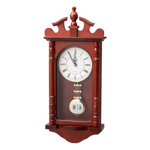 VEVOR Pendeluhr Vintage, 600x260x95 mm, klassische Wanduhren aus Kiefernholz und MDF mit Quarzwerk, für Wohnzimmer, Schlafzimmer, Heimdekoration und Geschenk (Kirschfarben-Finish)