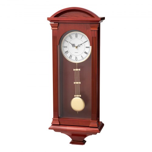 VEVOR Pendeluhr Vintage, 680x260x125 mm, klassische Wanduhr aus Kiefernholz und MDF mit Quarzwerk, für Wohnzimmer, Schlafzimmer, Heimdekoration und Geschenk (Kirschfarben-Finish)