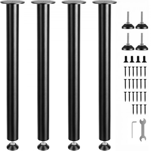 VEVOR 4er-Set Tischbeine Tischkufen 711,2mm hoch 110mm Montageplatte Kohlenstoffstahl mattschwarze Pulverbeschichtung 544kg Tragfähigkeit Ideal für Küchentische Wohnzimmerkonsolen Studio-Tische