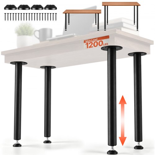 VEVOR 4er-Set Tischbeine Tischkufen 711,2mm hoch 110mm Montageplatte Kohlenstoffstahl mattschwarze Pulverbeschichtung 544kg Tragfähigkeit Ideal für Küchentische Wohnzimmerkonsolen Studio-Tische