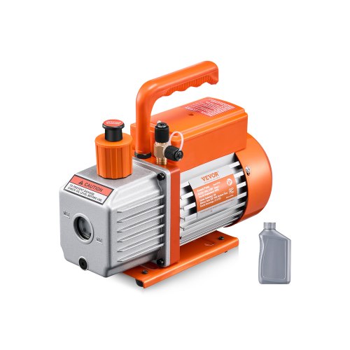 

VEVOR Vakuumpumpe, 4 CFM, HVAC einstufige Drehschieber-Vakuumpumpe, für R134a R22 R410a Systeme, Auto-AC-Vakuumpumpen-Kit mit Ölflasche, für die Wartung von Auto-Klimaanlagen und Harzentgasung