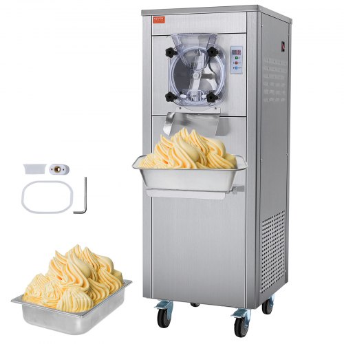 

VEVOR Kommerzielle Eismaschine, 18 l/h Leistung, Einzelgeschmacksrichtung Harteismaschine mit Rädern, 6 L Edelstahlzylinder, LED-Panel, Automatische Vorkühlung mit Reinigung, für Restaurant-Snackbars