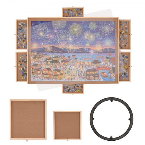 

VEVOR Puzzletisch Puzzle Brett 2000 Teile, Puzzle Staffelei 360° Drehung Kiefer Puzzletisch, 1045 x 760 x 50 mm Puzzel Board mit 6 Ausziehbaren Schubladen, Puzzlespaß Spielspaß für Erwachsene & Kinder