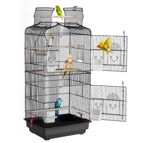VEVOR Vogelkäfig, 457 x 355 x 925 mm, Vogelhaus für Sittiche, Finken, Kanarienvögel, Unzertrennliche, Nymphensittiche, Wellensittiche, kleine Mönchssittiche, Metallkäfig mit Schaukel & Sitzstange