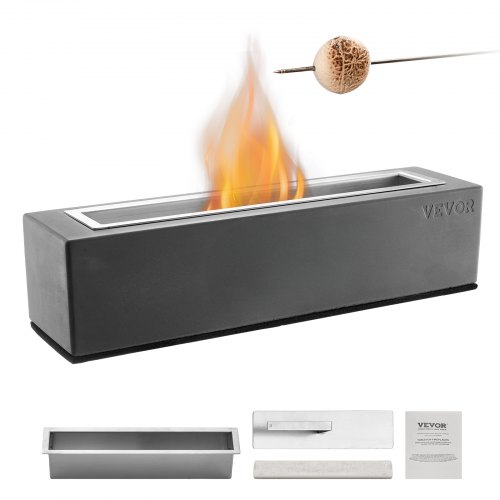 

VEVOR Feuerstelle, 380 x 100 x 135 mm, Tischkamin aus Beton, Feuerkorb, Feuerschale für Reinigungsalkohol, Smores-Maker, für Terrasse & Balkon mit Feuerlöscherabdeckung, quadratisch, hellgrau