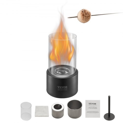 VEVOR Feuerstelle Feuerschale Feuerkorb Rauchfrei Tischkamin mit Glas φ160x285mm