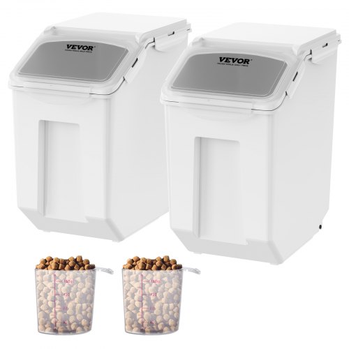 

VEVOR Mottensichere Vorratsdosen Aufbewahrungsbox Küche 15 L x 2, Sichtbarer Vorratsbehälter PP mit Deckel und Rollen, Luftdichter Behälter für Reis, Mehl, Zucker, Hülsenfrüchte, Nüsse, Tiernahrung
