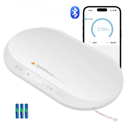 

VEVOR Babywaage, intelligente Bluetooth-Säuglingswaage mit Maßband, Kleinkindwaage zur Gewichts- & Größenverfolgung – mit Hold-& Tara-Funktion, 5 Einheiten für Babys, Haustiere, 40 kg Tragkraft