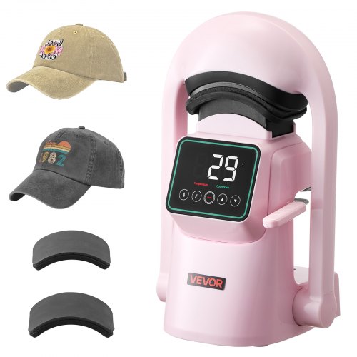 VEVOR Automatische Hut-Hitzepresse 2 Austauschbare Platten Touchscreen Rosa