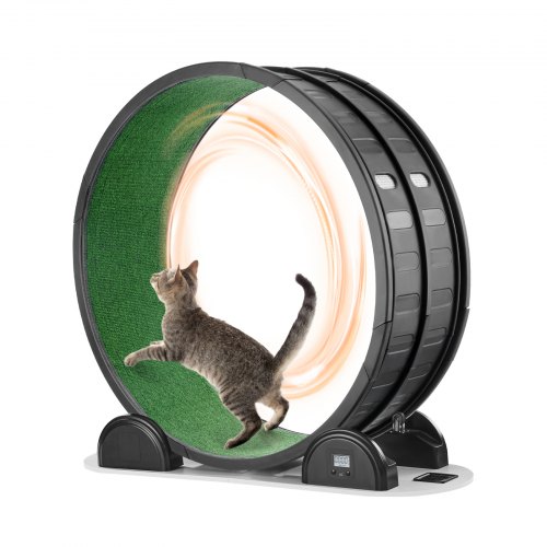 VEVOR Laufrad für Katzen, 115x39,5x109cm, Laufrad mit Bremse & Laufbahn aus Teppich, Katzenlaufband für Hauskatzen unter 13,6 kg, Katzentrainer für die Gesundheit und Fitness von Haustieren, Schwarz