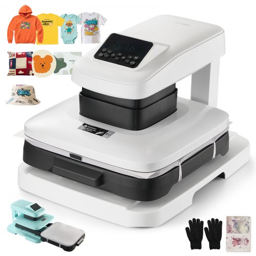 VEVOR automatische Hitzepresse (38 x 38 cm) T-Shirt-Presse mit automatischer Freigabe & einstellbarem Druck, Digitalanzeige, Transferpresse für Sublimation Vinyl Wärmeübertragungsprojekte, Weiß