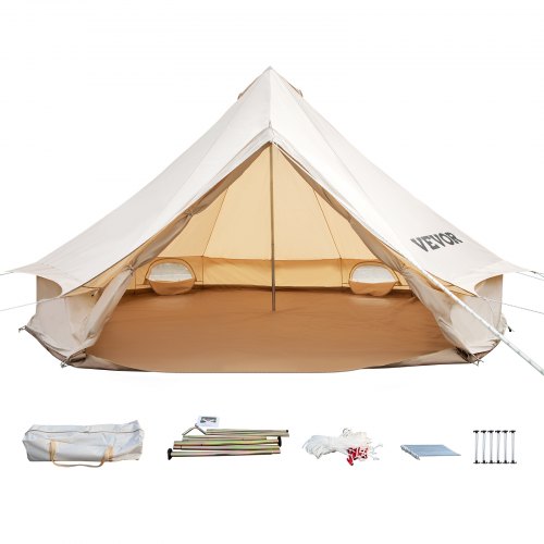 

VEVOR 3m Glockenzelt Outdoor-Glamping Canvas-Zelt Baumwolle Tipi Zelt für Camping Waterproof für Familien Camping Outdoor Hunting für alle Jahreszeiten