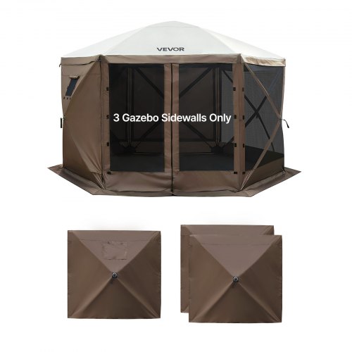 

VEVOR 3x Seitenwände für Pavillon Seitenteile, 1,73 x 1,48 m, Wasserfeste Seitenplanen mit Sonnenschutz PU-Beschichtung, Seitenwand inkl. 1 Fenster für Faltpavillon Partyzelt Outdoor-Events, Braun