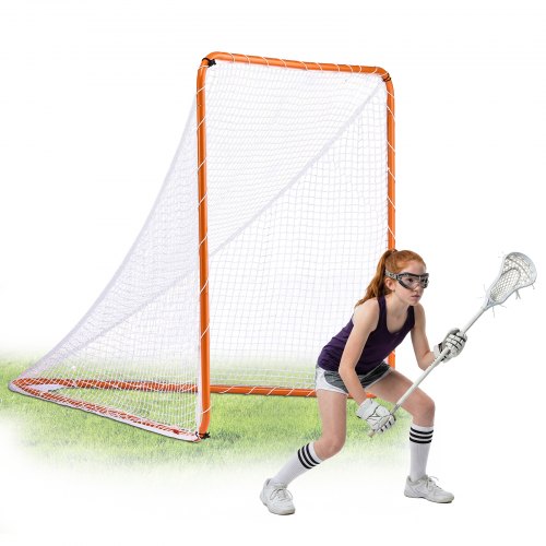 VEVOR Lacrosse-Tor, 6' x 6' Lacrosse-Netz, Stahlrahmen-Lacrosse-Trainingsausrüstung für den Hinterhof, tragbares Lacrosse-Tor mit Tragetasche, schneller und einfacher Aufbau, perfekt für das Training