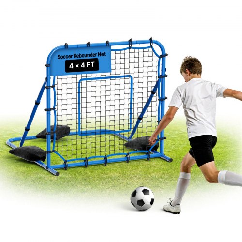VEVOR Fußball Rebounder 108 x 109 cm, Rückprallnetz mit Verstellbarem Winkel & Robustem Eisenrahmen, PE-Trainingsnetz für Ballkontrolle & Passtraining, Balltrainingsgerät für Jugendliche & Erwachsene