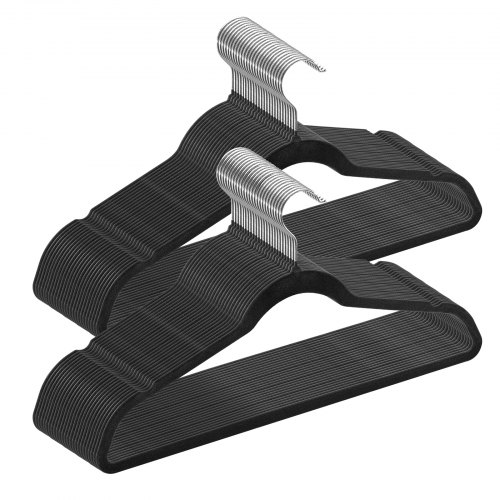 VEVOR Kleiderbügel Hemdenbügel rutschfest, 50er-Pack weiße Kleiderbügel aus Samt mit 360-Grad-Drehhaken & 5 mm ultradünnem Design, platzsparende Kleiderbügel für Seidenkleidung Mäntel Pullover Träger