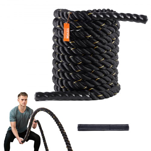 

VEVOR Schlachtseil Trainingsseil Sportseil Schlagseil 9,1m Battle Rope Schwarz