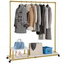 VEVOR Mobiler Kleiderständer Garderobenständer Kleiderstange 150x36x160cm Golden