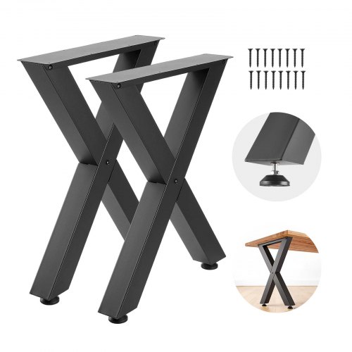 VEVOR Tischkufen 2er-Set 600x750 mm, X-Förmige Tischuntergestell 1000 kg, Tischbeine Kohlenstoffstahl, Möbelfüße, Tischgestell, Tischfüße für Schreibtische, Couchtische, Esstische, Schwarz